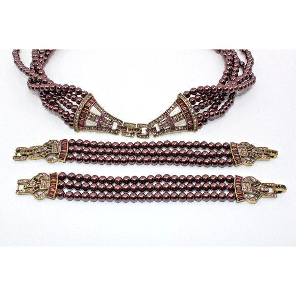 D5 Auth HEIDI DAUS Age of Elegance Crystal 3 Piece Jewelry Necklace Set Amethys - Picture 7 of 7